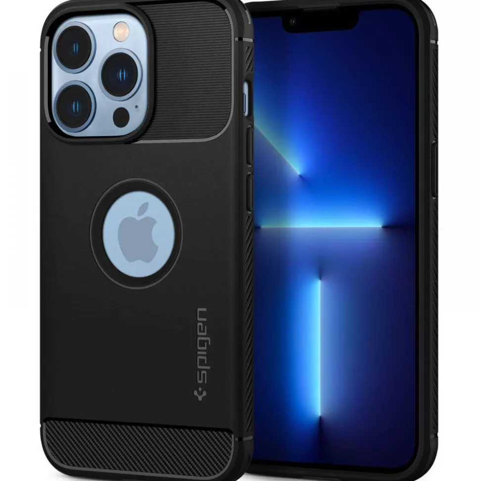 Spigen Iphone 13 Pro*Etui iPhone 13 Pro Rugged Armor Etui Matte Black Case + Szkło Hartowane Full Cover