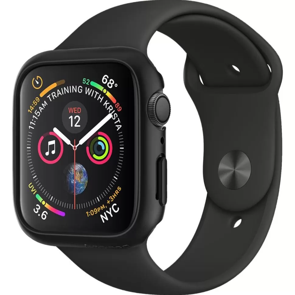 Spigen Apple Watch 4 44Mm | Apple Watch 5 44Mm*Etui Thin Fit Apple Watch 8 6 5 4 SE 2022 44mm Czarne Czarny