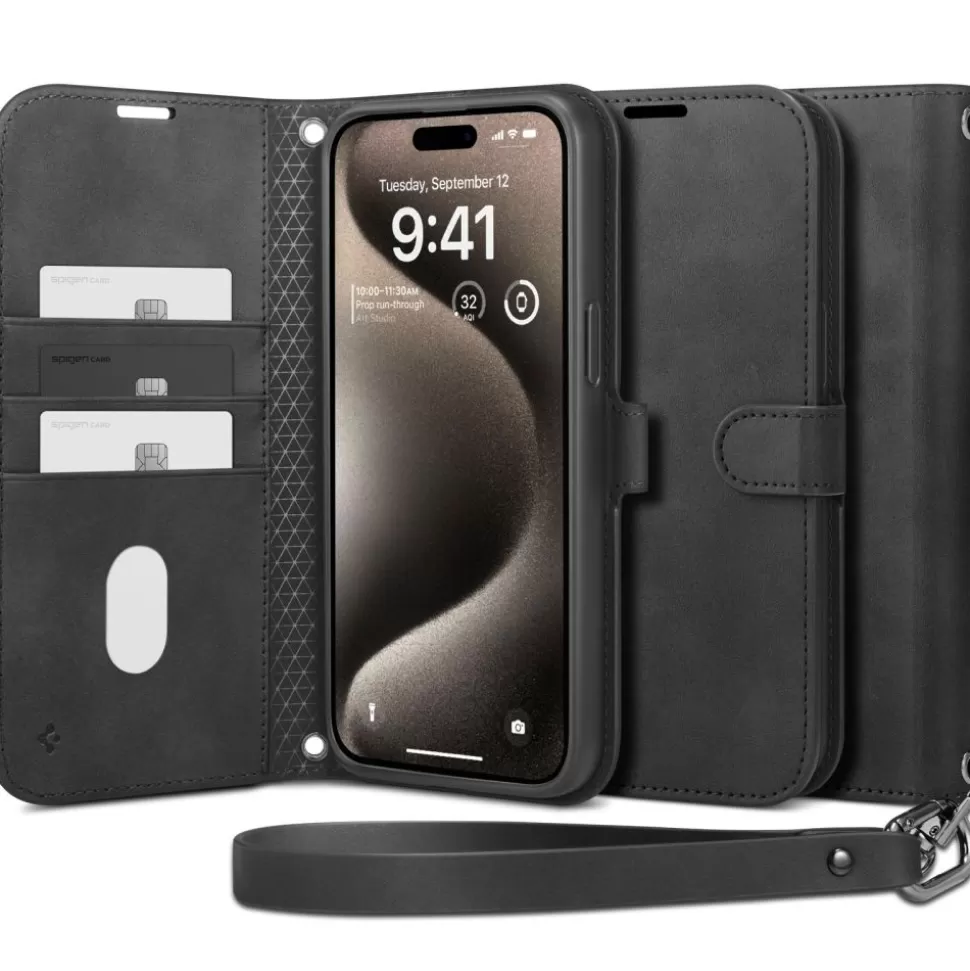 Spigen Iphone 15 Pro*Etui Wallet ”s” Pro iPhone 15 Pro Black Case Czarny