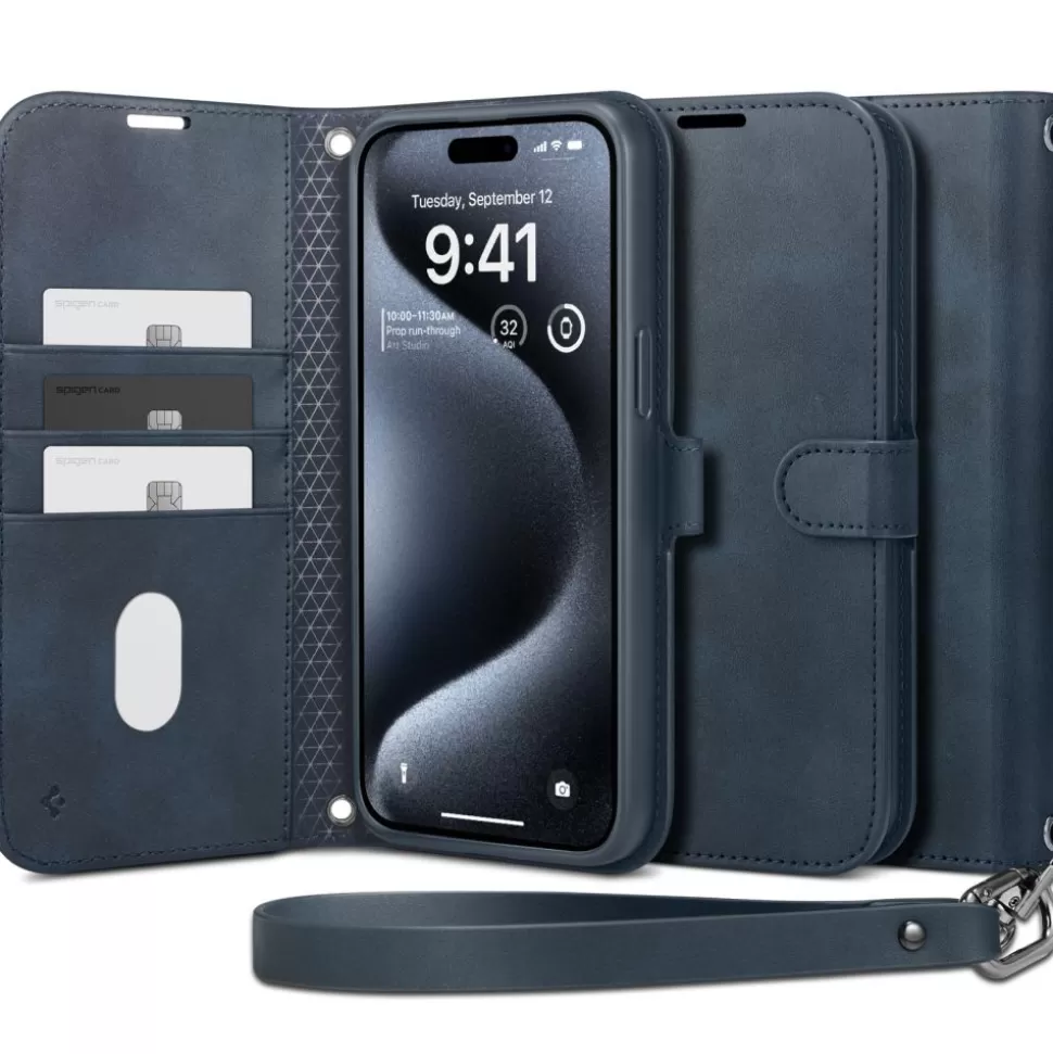 Spigen Iphone 15 Pro Max*Etui Wallet ”s” Pro Iphone 15 Pro Max Navy Granatowy