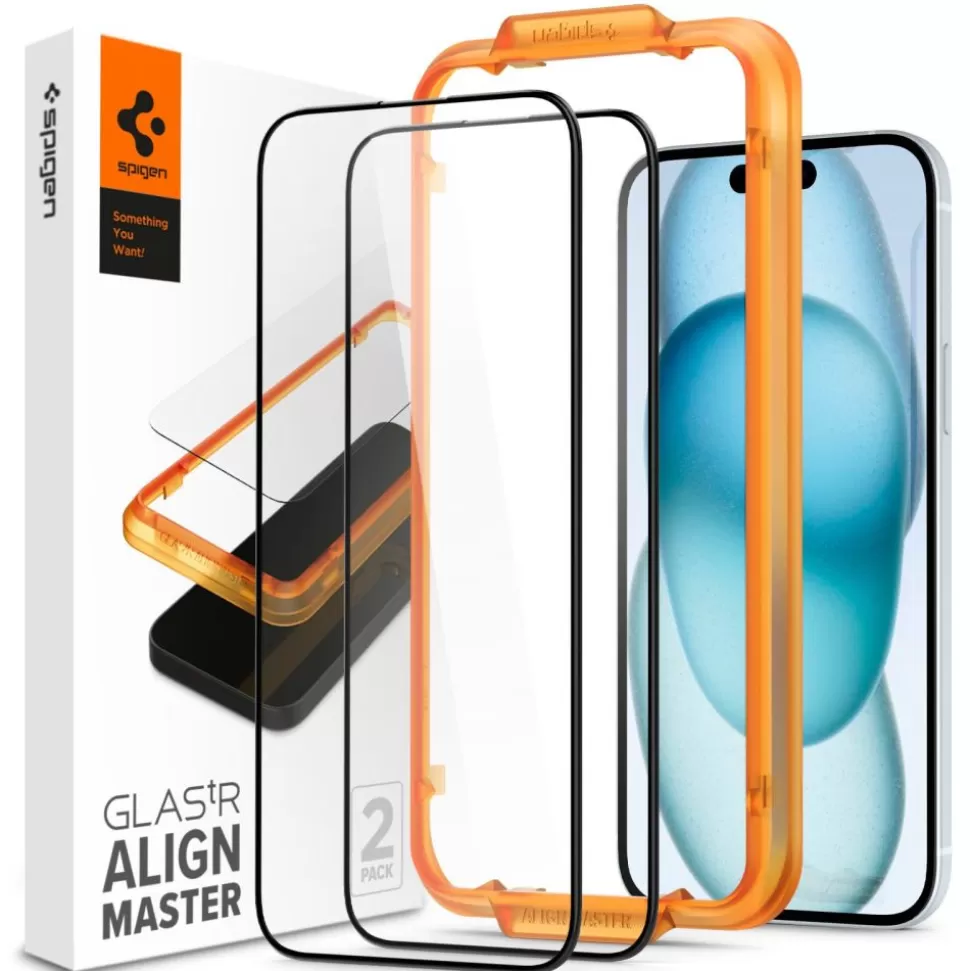 Spigen Iphone 15*Szkło Hartowane Alm Glass Fc 2-pack iPhone 15 Black