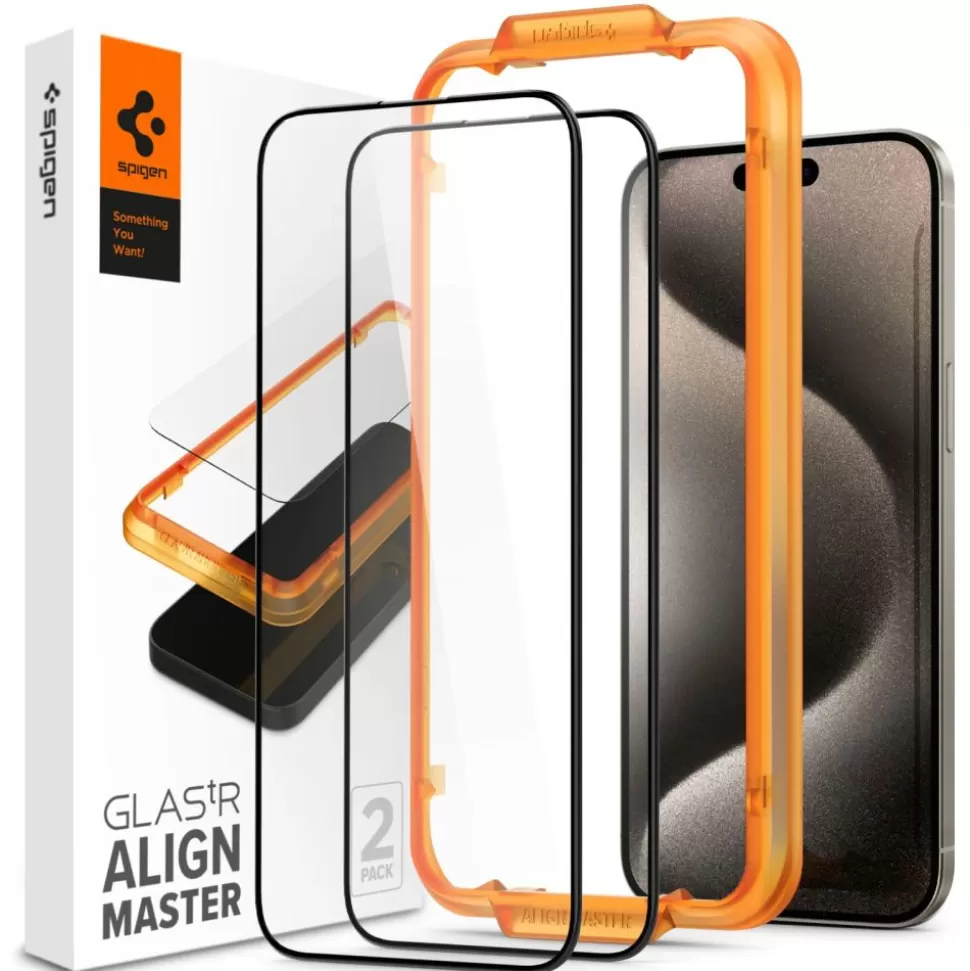 Spigen Iphone 15 Pro Max*Szkło Hartowane Alm Glass Fc 2-pack iPhone 15 Pro Max Black