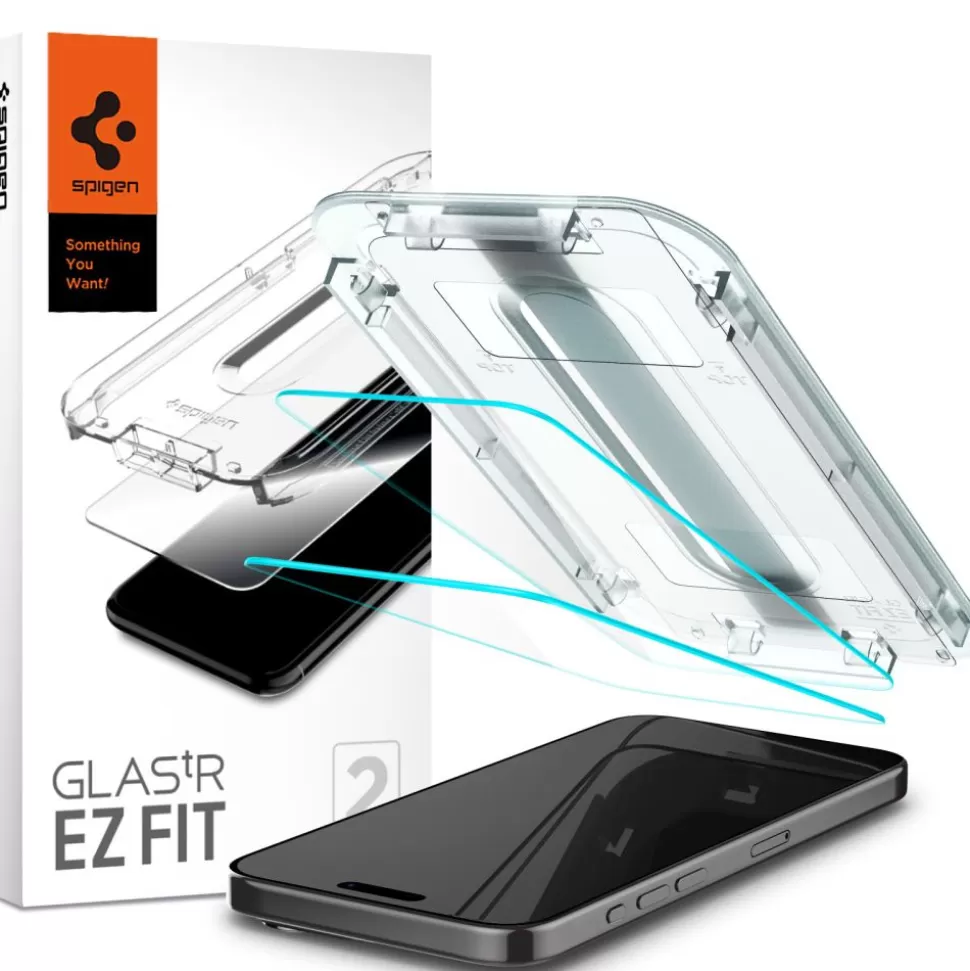 Spigen Iphone 15 Pro Max*Szkło Hartowane Glas.tr ”ez Fit” 2-pack iPhone 15 Pro Max Clear